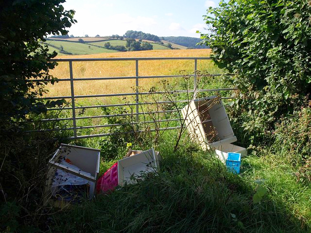 Fly tipping image, field, greenfield land,