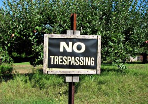 No trespassing sign, protecting your land, 